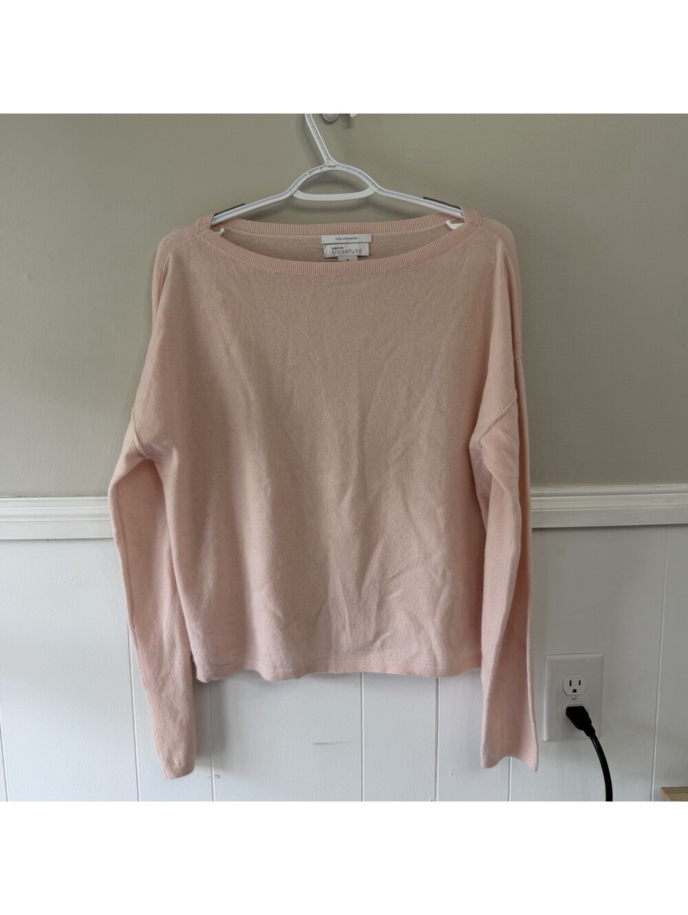 Nordstrom Signature 100% Cashmere Sz M Boatneck Sweater Pink